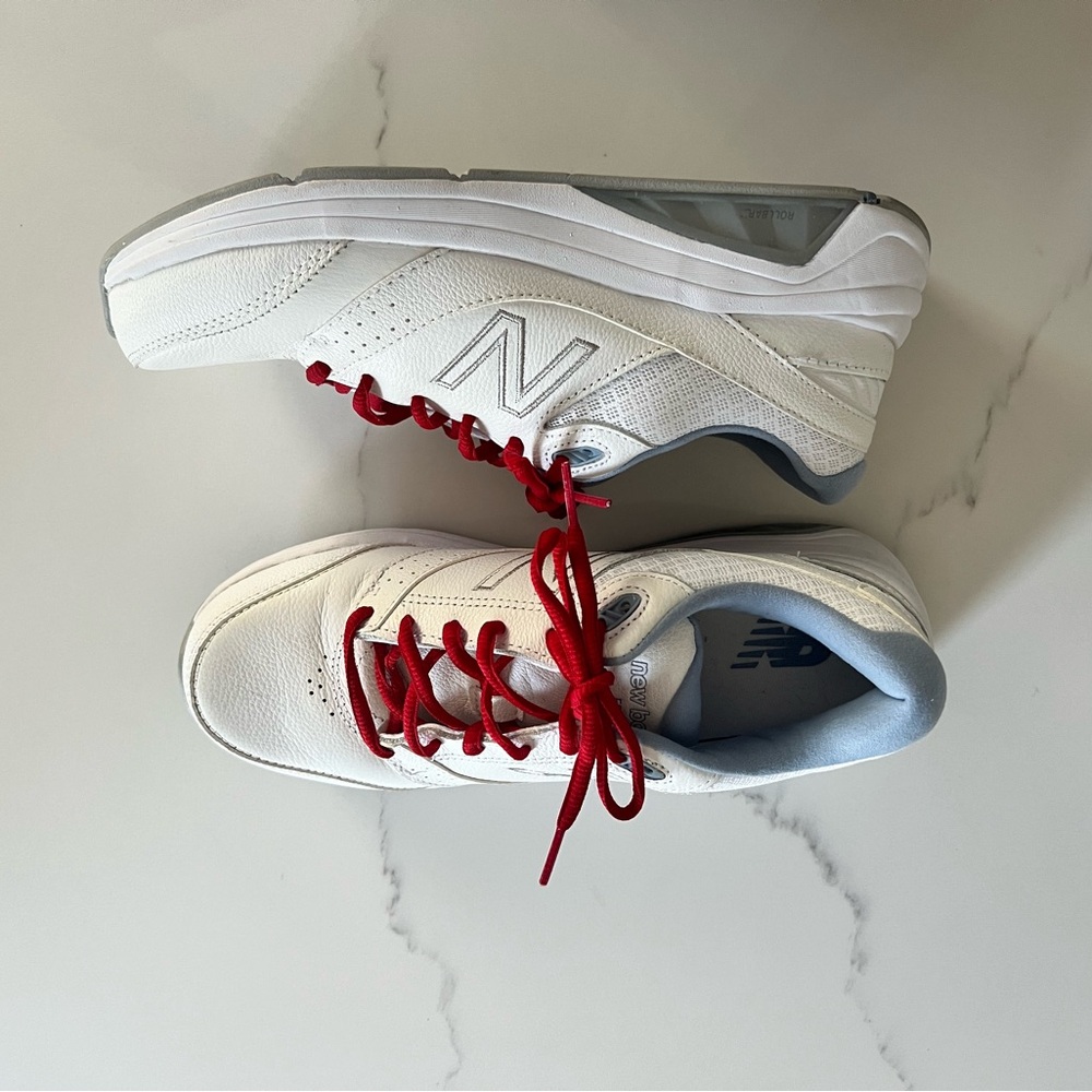 New Balance White and Red Sneakers